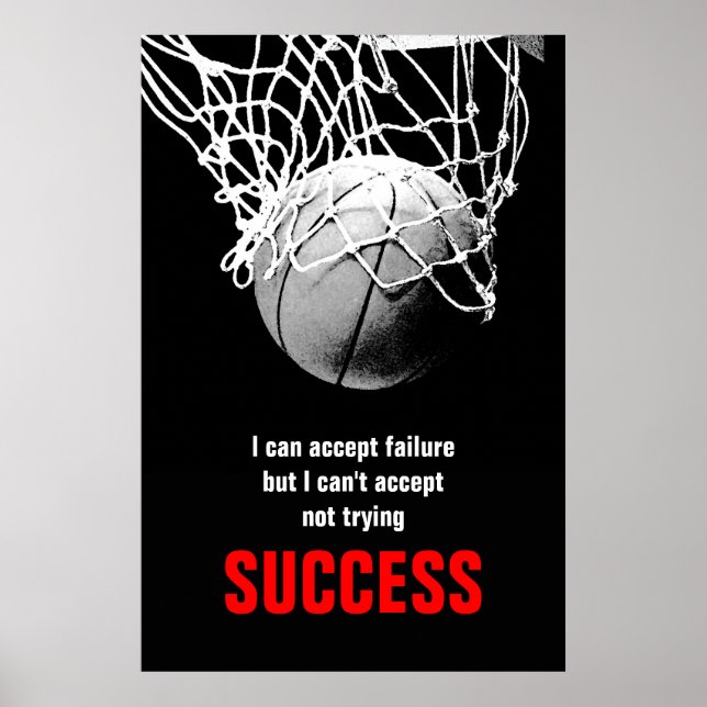Determination Success Quote Basketball Poster (Front)