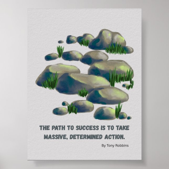 Determined Action Motivational Art Print for Work (Front)