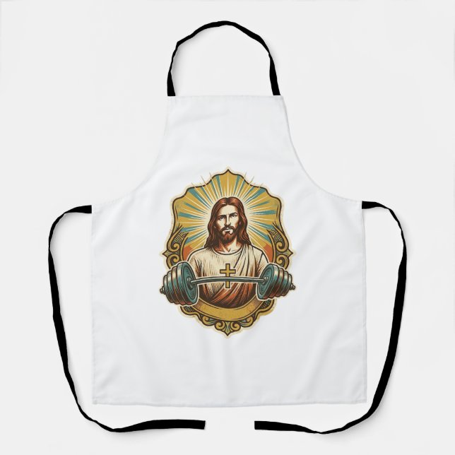 Determined Jesus Heavy Iron Barbell Powerlifting G Apron (Front)