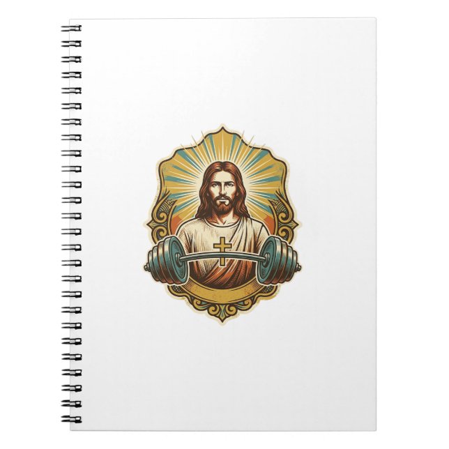 Determined Jesus Heavy Iron Barbell Powerlifting G Notebook (Front)