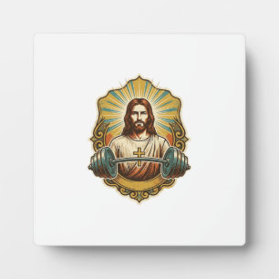 Determined Jesus Heavy Iron Barbell Powerlifting G Plaque