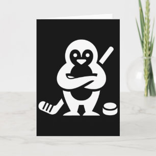 Determined Penguin Hockey Silhouette Design Card