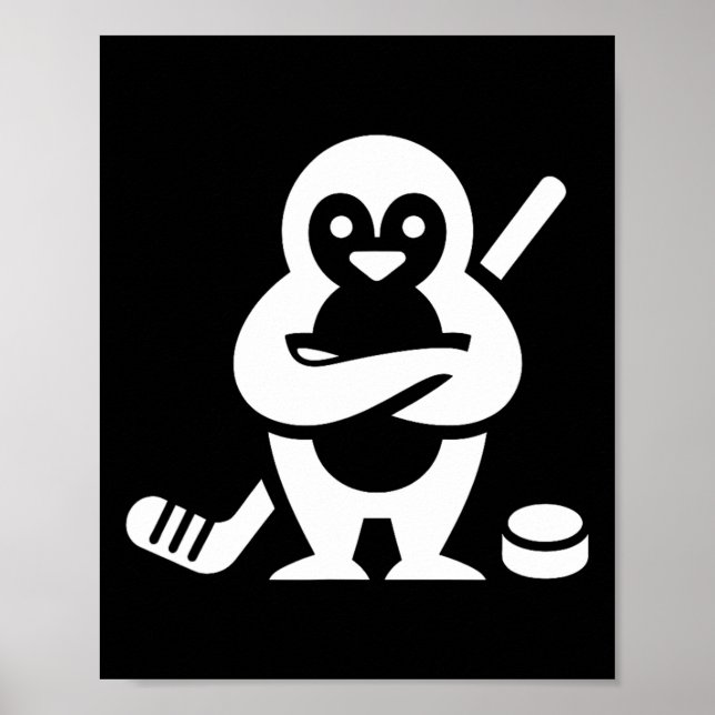 Determined Penguin Hockey Silhouette Design  Poster (Front)