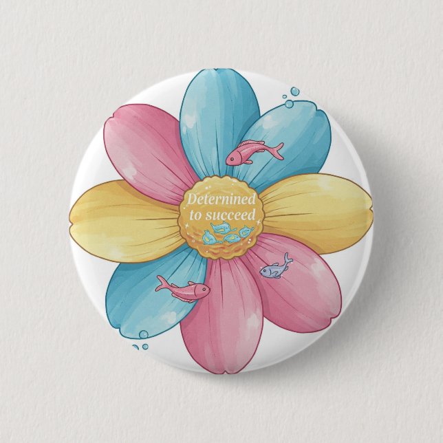  "Determined to Succeed"  6 Cm Round Badge (Front)