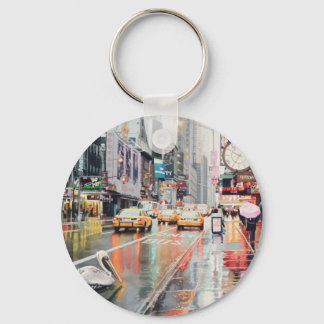 "Detour" Pelican in New York Watercolor Key Ring