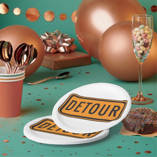 Detour Road Sign Paper Plate (Creator Uploaded)