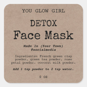 Detox Face Mask Powder Product Labels