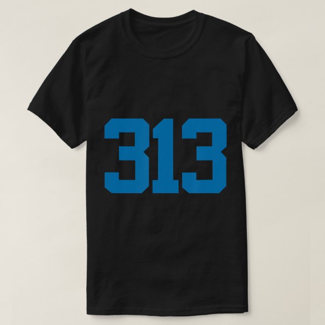 Detroit 313 Area Code - GRIT - Sports Fan - Detroi T-Shirt (Design Front)