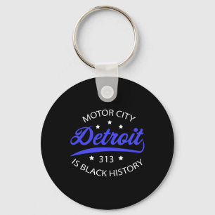 Detroit 313 Motor City Black History Month  Key Ring