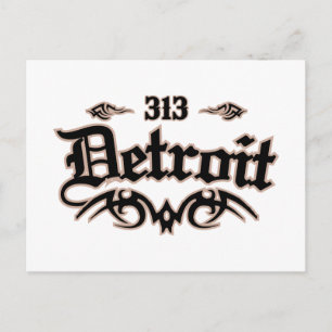 Detroit 313 postcard