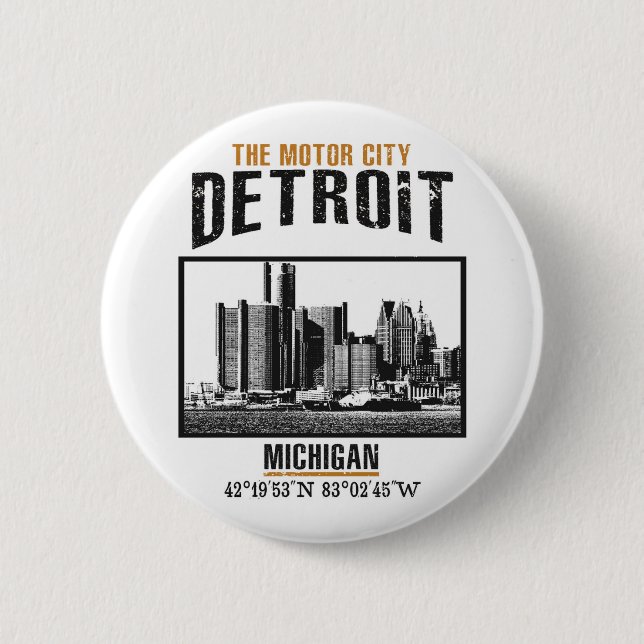 Detroit 6 Cm Round Badge (Front)