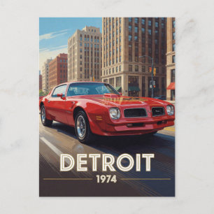 Detroit American Car Culture 1974 Michigan Postcard