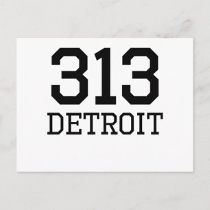 Detroit Area Code 313 Postcard