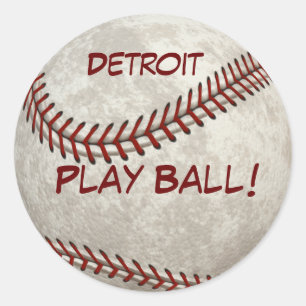 Detroit Baseball  "Play Ball!" American Past-time Classic Round Sticker