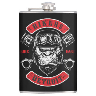 Detroit Biker Motorcycle Chopper Gorilla Hip Flask