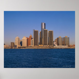 Detroit buildings on the water poster