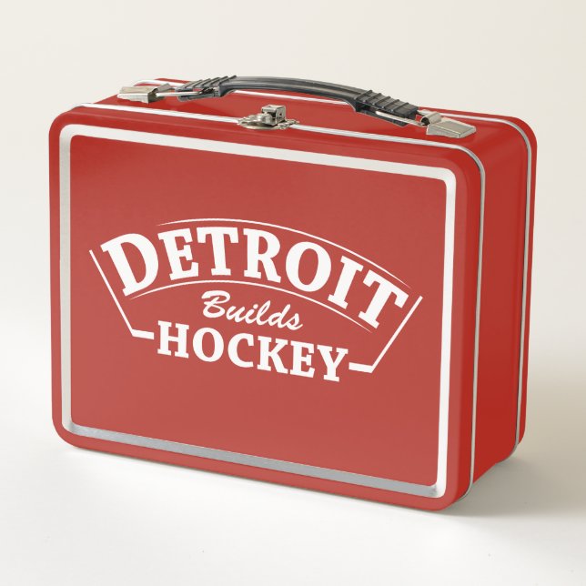 Detroit Builds Hockey - Red Lunch Box (Front)