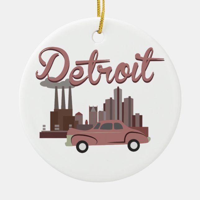 Detroit Ceramic Tree Decoration (Front)