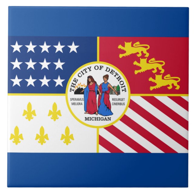 Detroit city flag tile (Front)