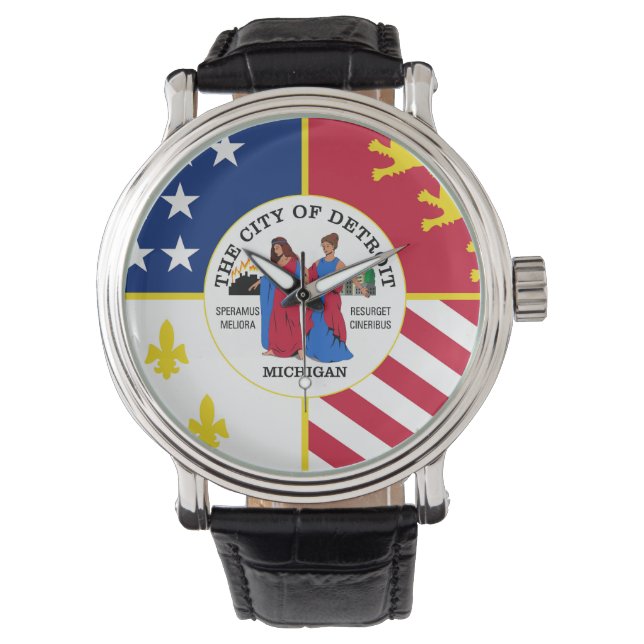 Detroit city flag USA united states america symbol Watch (Front)