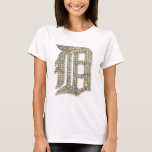 Detroit City Map Old English D T-Shirt