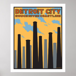 Detroit City Vintage Poster