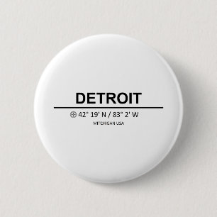 Detroit Coordinates - Detroit Coordinates 6 Cm Round Badge