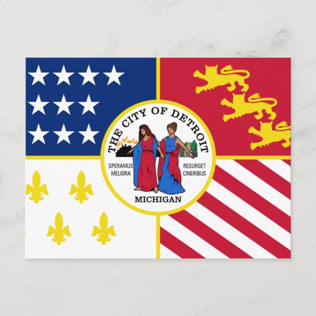 Detroit Flag Postcard (Front)