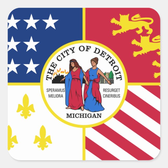 Detroit Flag Square Sticker (Front)