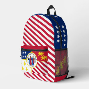 Detroit flag-themed design, city pride printed backpack
