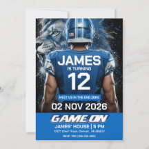 Detroit Football Birthday Invitation