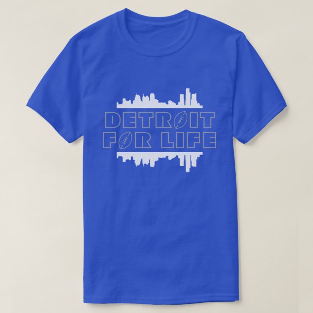 Detroit for Life - Football Silver T-Shirt (Design Front)