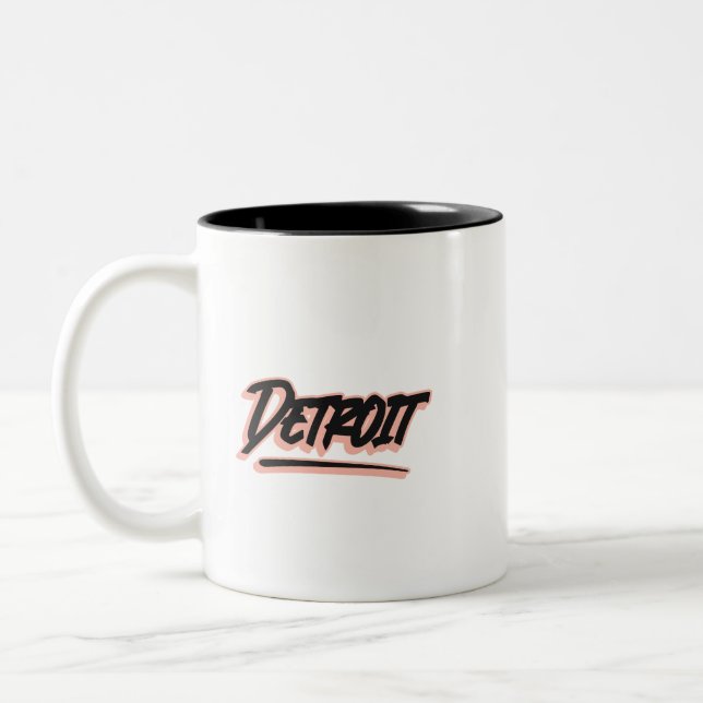 Detroit Graffiti Style  Two-Tone Coffee Mug (Left)