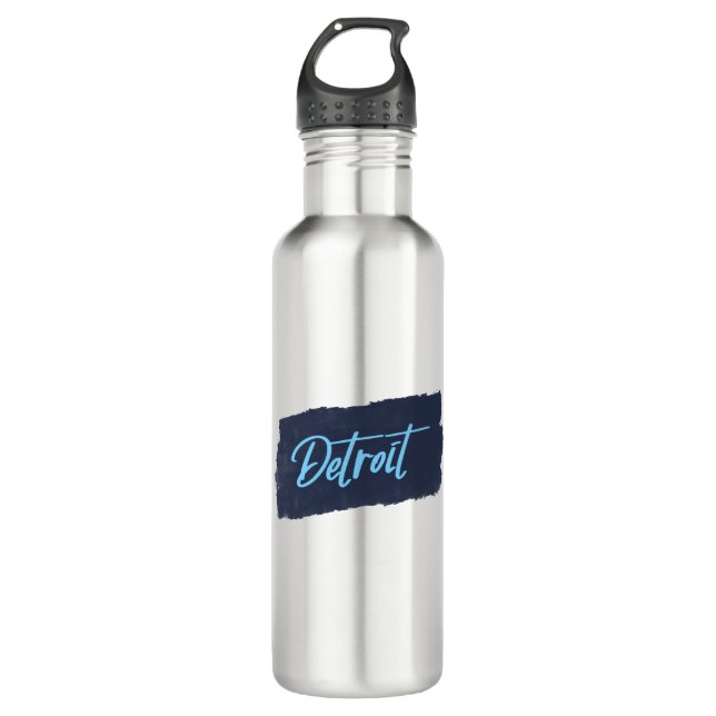 Detroit Handwritten Blue Typography 710 Ml Water Bottle (Front)