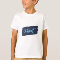 Detroit Handwritten Blue Typography T-Shirt