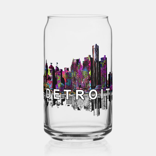 Detroit in graffiti with monogram  can glass (Front)