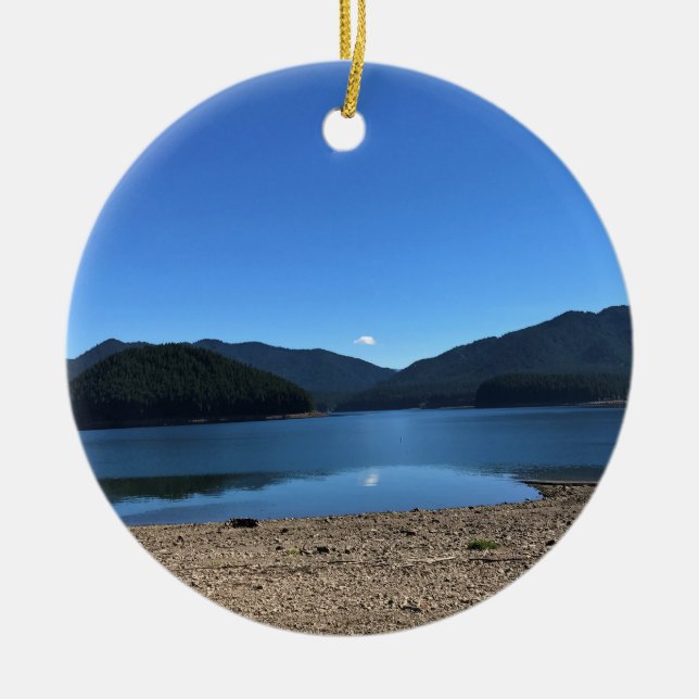 Detroit Lake, Oregon Ceramic Tree Decoration (Front)