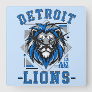 Detroit Lions football Square Wall Clock