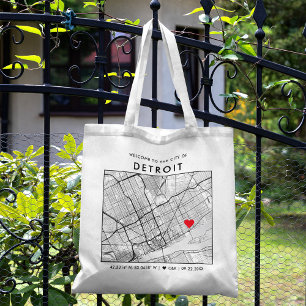 Detroit Love Locator City Map Wedding Welcome Tote Bag