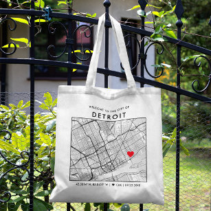 Detroit Love Locator   City Map Wedding Welcome Tote Bag