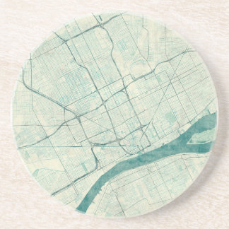 Detroit Map Blue Vintage Coaster