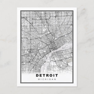 Detroit Map Postcard