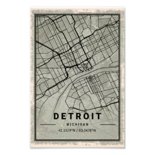 detroit map print poster canvas michigan