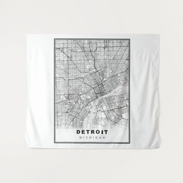 Detroit Map Tapestry (Front (Horizontal))