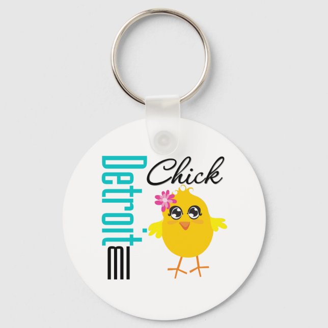 Detroit MI Chick Key Ring (Front)