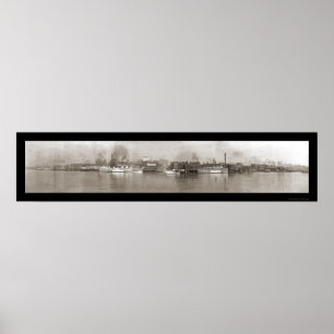Detroit, MI Riverfront Photo 1908 Poster