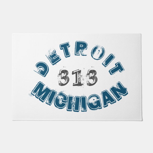 Detroit Michigan Area Code Doormat (Front)