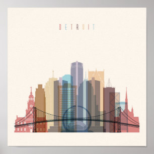 Detroit, Michigan City Skyline Poster