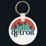 Detroit Michigan City Skyline Retro Cityscape Art Key Ring<br><div class="desc">Vintage and retro city design with beautiful skyline, tourist attraction and cityscape art. Cool skyscraper and building silhouette illustration merchandise for tourist and traveller. Perfect as souvenir to bring back home when travelling around the world. Save the memory of your travel and vacation with family and friends. Background colour can...</div>