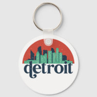 Detroit Michigan City Skyline Retro Cityscape Art